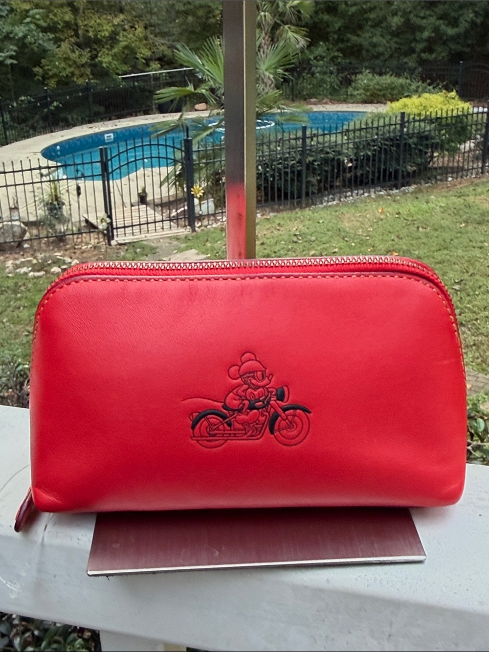 Coach Mickey Mouse Red Motorcycle Cosmetic Bag (Style #F59820) Limited edition